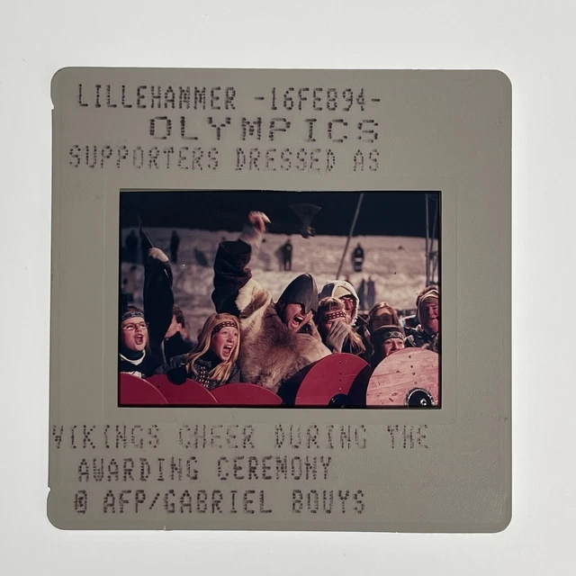 Vintage 35mm Slide S14414 ￼ Olympics Supporters Dressed Like Vikings￼