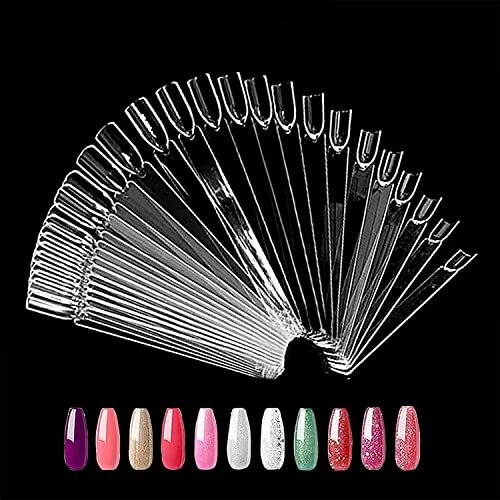 50 Pièces Nuancier Ongle Presentoir Cartes Ongles Palette Maquillage Vernis à...