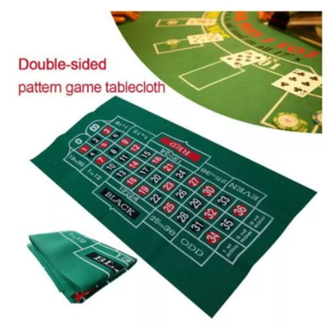 Blackjack Roulette Casino Poker Table Top Felt Cloth Cover Mat Green 60*90cm AU