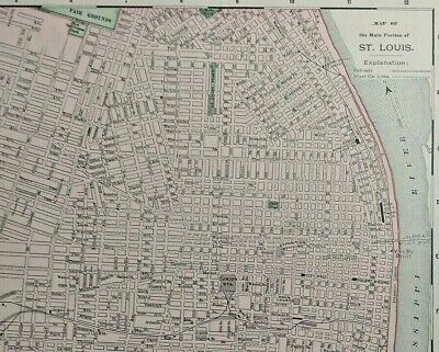Vintage 1899 ST. LOUIS Atlas Map Authentic Antique Philadelphia Public Ledgers 3