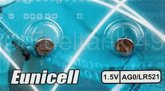 2 X Eunicell Ag0 Lr521 Cx521 1.55V  Alkaline Button Cell Battery Batteries