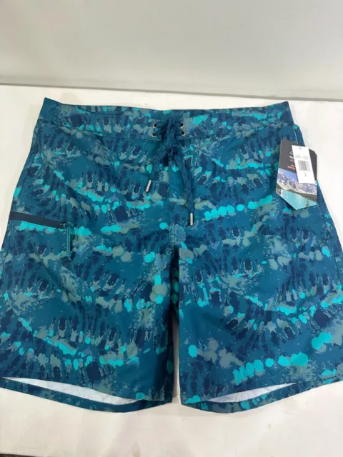 Mountain And Isles Mens Size Large Blue Green Boardshorts Ocean Tye Dye Swim