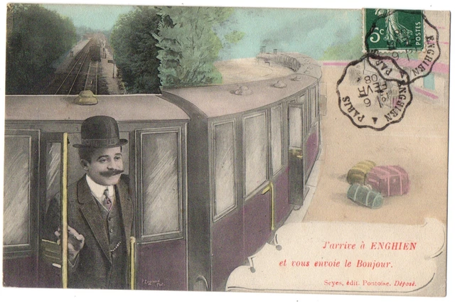 CPA 95 - ENGHIEN LES BAINS (Val d'Oise) - J'arrive à Enghien et vous envoie le B