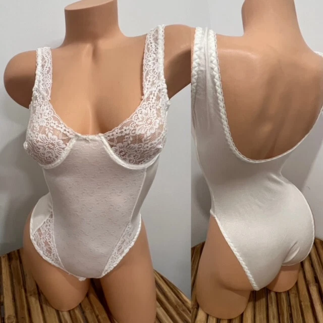 VINTAGE BODYSUIT SHAPER by ARALIA GIRDLE SECOND SKIN UNDER WIRE 1990s sz M