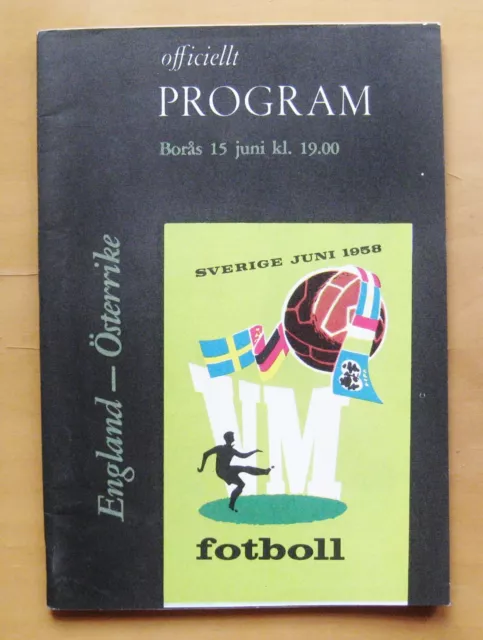 1958 World Cup AUSTRIA v ENGLAND *Excellent Condition Football Programme*