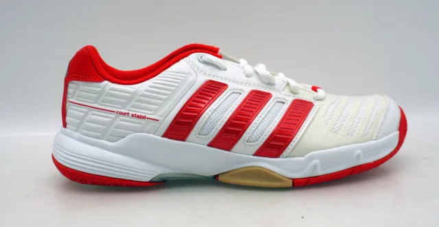 adidas court stabil 10 W Hallen Sport Fitness Schuhe weiß rot