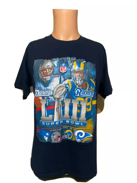 NFL 2019 SUPER Bowl Patriots VS Rams Navy Blue Shirt Tom Brady