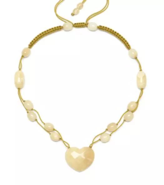 Lola Rose Aesop Necklace Heart Semi Precious Stones Rrp £60 New Vanilla Calcite