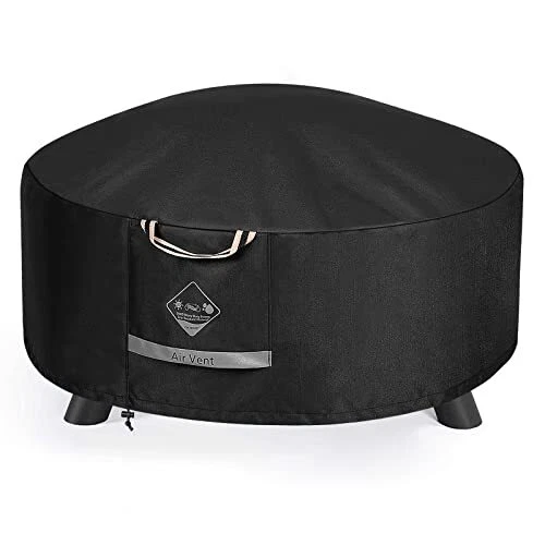 Fire Pit Cover Round 900D Strong Tear Round - 50" D x 24" H Round - Black