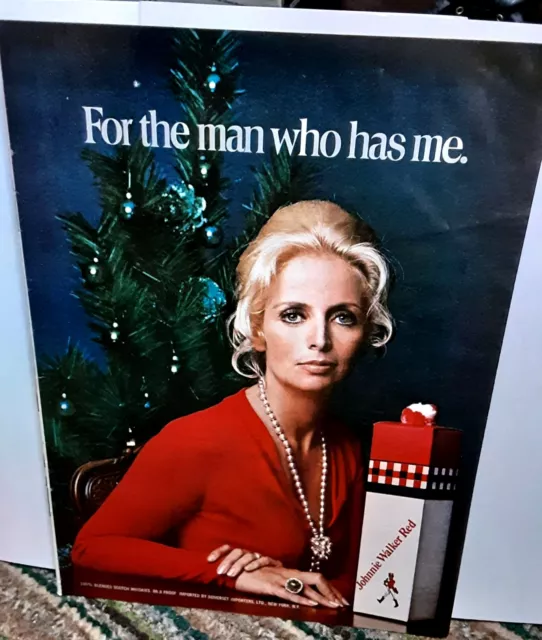 1971 Johnnie Walker Red Scotch Woman in Red Original Print Ad