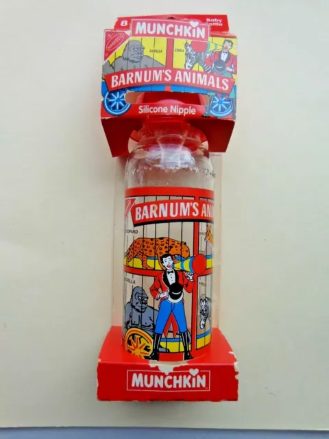 Vintage Barnum's Animals Red Baby Bottle 8oz Munchkin 1994 New Old Stock RARE #1