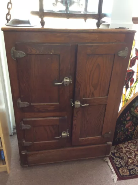 Solid Oak ANTIQUE 1900's ICE BOX