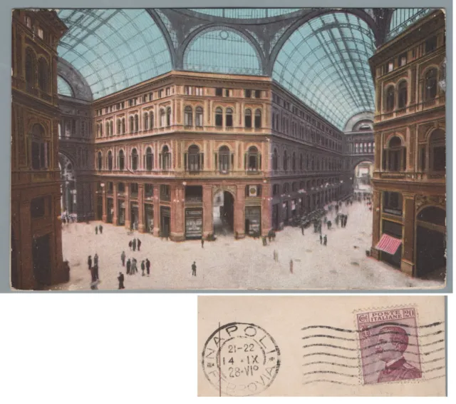 CR1366 - Cartoline Regionali: Napoli Galleria Umberto I - viagg.1928
