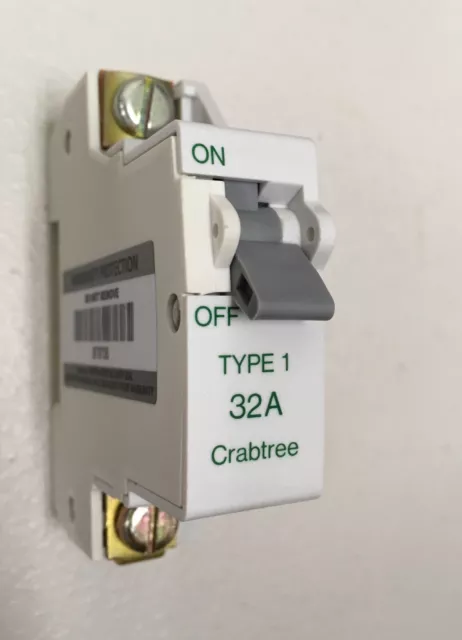 Crabtree SB6000 32A Type 1 Circuit Breaker ~ Single Pole SP 32 Amp MCB ~  610/32