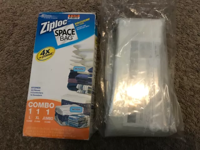 Ziplock 3 Space Bags Combo Including 1 Jumbo 1 XL and 1 L Bags Storage