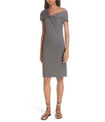 Helmut Lang Womens Twist Rib Sheath Dress, Grey, Small