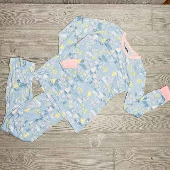 Eddie Bauer Girls 2Pc. Long Sleeve Holiday Pajamas Polar Bears  Size lg 14 / 16