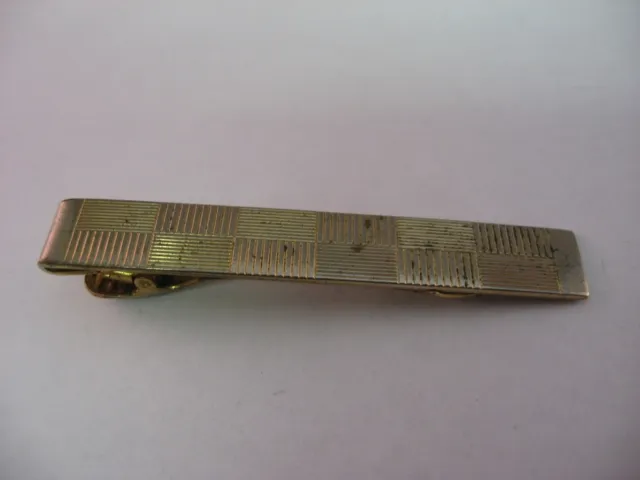 Vintage Mens Tie Bar: Checkered Weave Grooved Pattern Jewelry