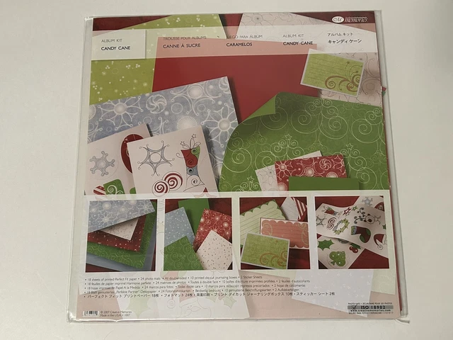 NUEVO SELLADO Creative Memories CANDY CAÑA 12x12 Álbum Kit Navidad 18 Alfombras de Papel +