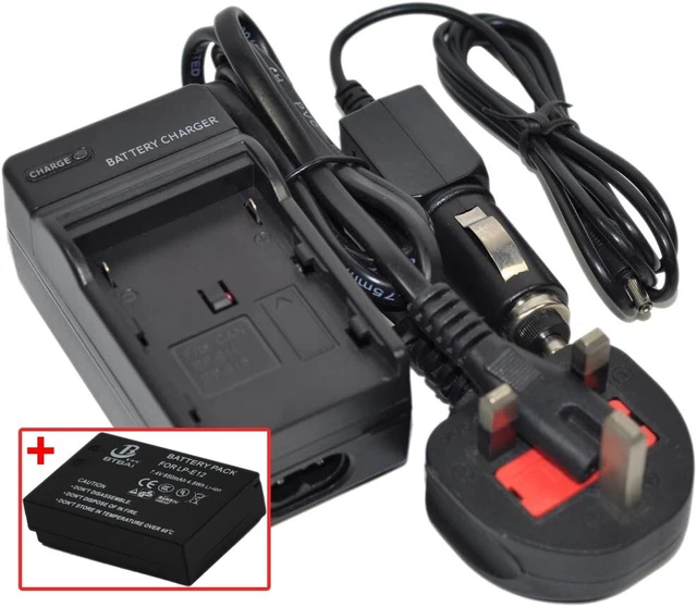 Batería LP-E12 + Cargador de CA/DC único para LPE12 LC-E12 LCE12 EOS M2 M10 100D