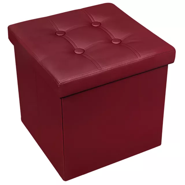 Puff Pouf Contenitore Ecopelle Quadrato 38X38X38 Panca Baule Poggiapiedi