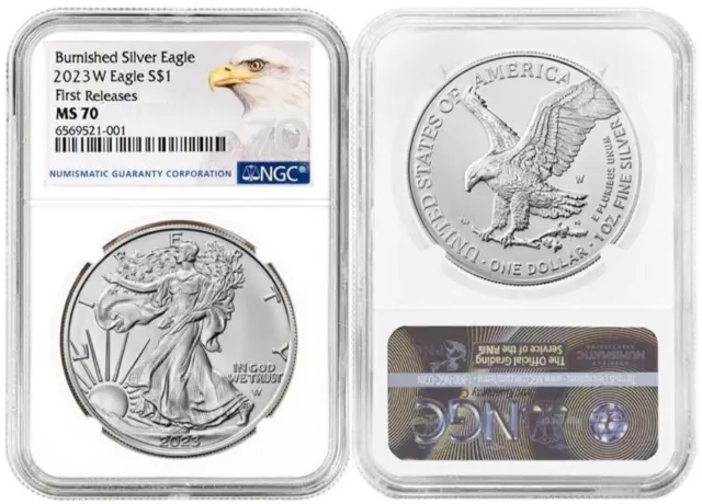 2023 W Burnished Silver American Eagle S$1 Ngc Ms70 First Releases R9