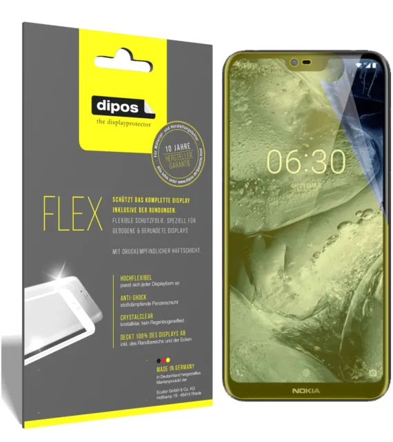 3x Schutzfolie für Nokia X6 2018 TA1099 Folie, 100% Displayabdeckung, dipos Flex