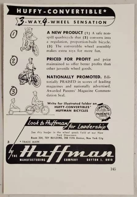 1951 Print Ad Huffy Convertibles & Huffman Bicycles Made in Dayton,Ohio