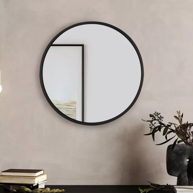 Espejo para colgar negro redondo Ø 60 cm con marco de metal decorativo elegante