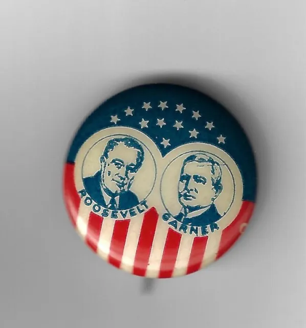 1932 Franklin Roosevelt John Garner Jugate Presidential Campaign Celluloid Pin