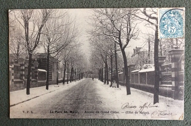 CPA. LE PARC SAINT MAUR. 94 - Avenue du Grand Oak. Snow effect. 1904.