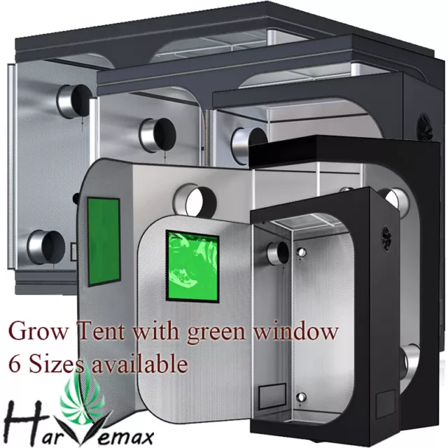 Hydroponics Mylar Grow Tent Grow Room Fo LED HPS Grow Light Vent Green Window