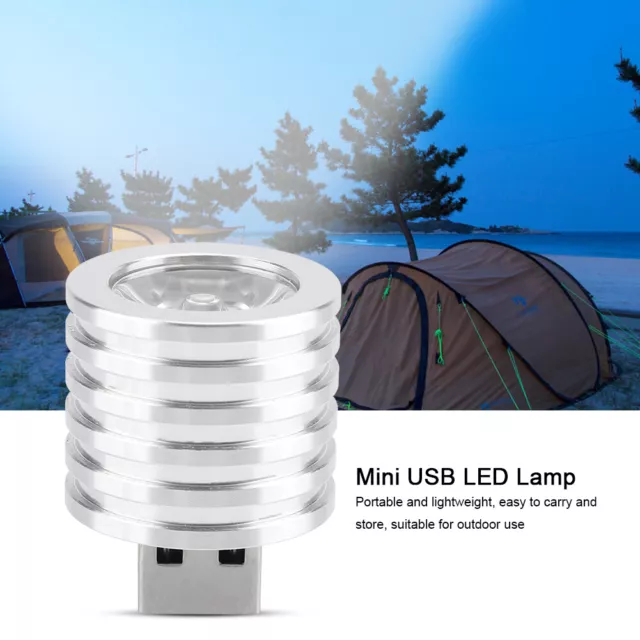 Outdoor Aluminum Alloy Mini USB Powered LED Torch Bright Lamp Head Flashlight SD