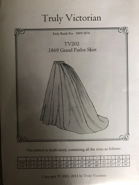 Truly Victorian Pattern TV202 1869 Grand Parlour Skirt