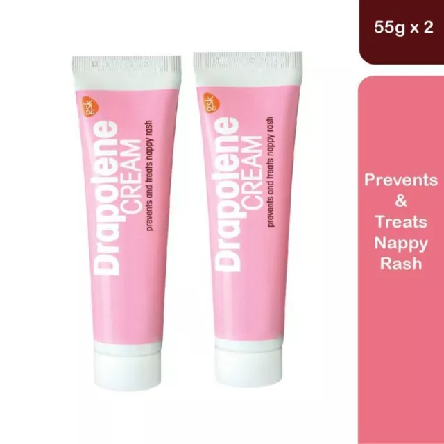 Drapolene Cream 2x55g Prevents Treats Nappy Rash Baby Relief Soothes Minor Burns