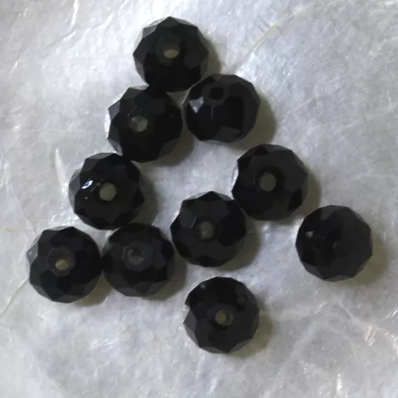 10 CITROUILLES  -  Cristal de Bohême  -  4 X 6 MM  -  NOIR