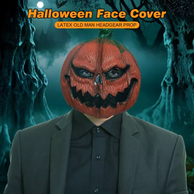 Scary Pumpkin Mask Halloween Cosplay Costume Accessory, Latex Pumpkin Head  Party