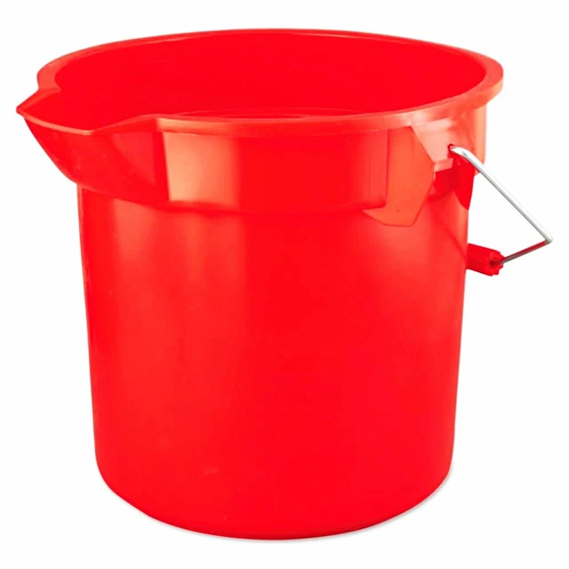 14 qt quart Heavy Duty RED PLASTIC BUCKET rOund Pail w/ pour spout RUBBERMAID