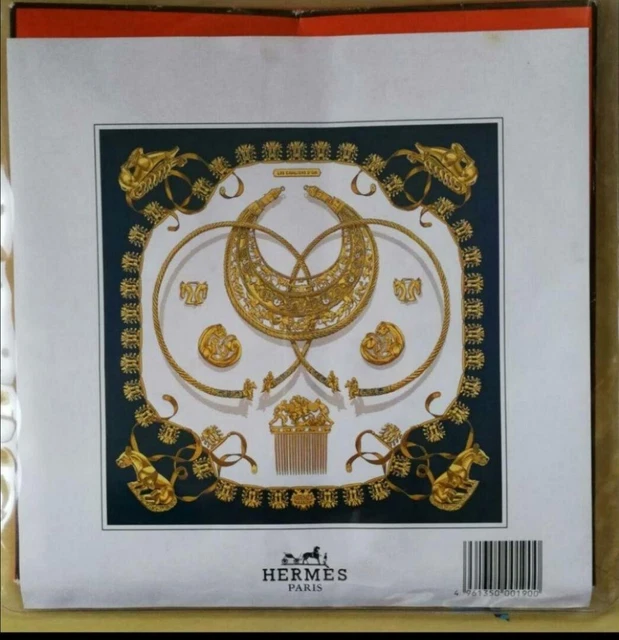 HERMES Scarf Carre 90 Golden Knight Silk Unused F/S