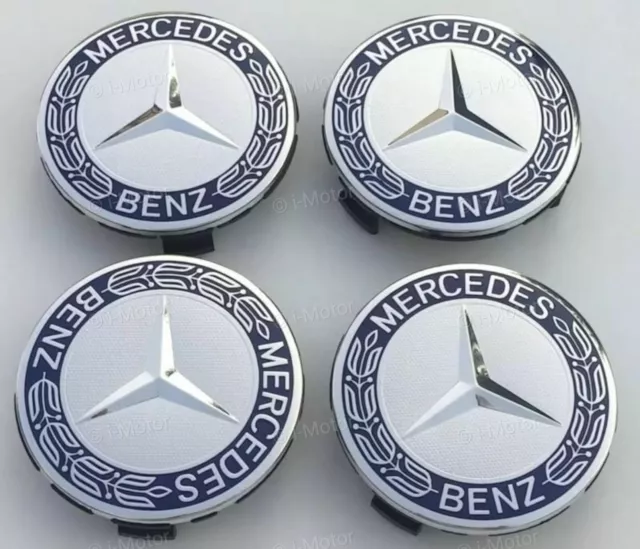 Nuevo Set De 4 Tapa Bujes Llantas Azul Mercedes Benz Amg 75Mm Centros De Rueda