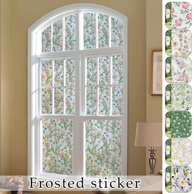 Romantic Window Privacy Film Stained Frosted Static Cling Flower Glass Sticker 2