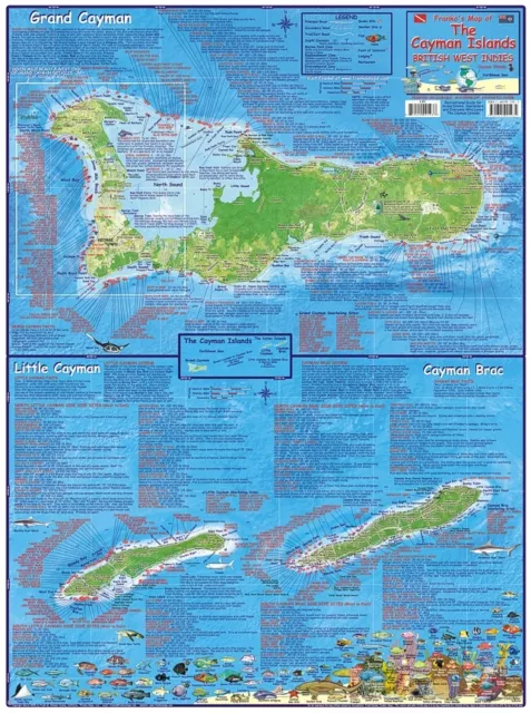 Cayman Islands Adventure & Dive Guide Laminated Poster Franko Maps