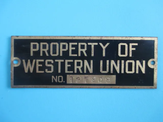 Vintage Antique Western Union Name Plate Parts
