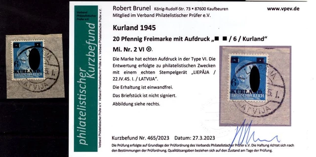 Kurland 3VI herrlich auf gest. Luxusbriefstück+gepr. Befund 90EUR (L9236