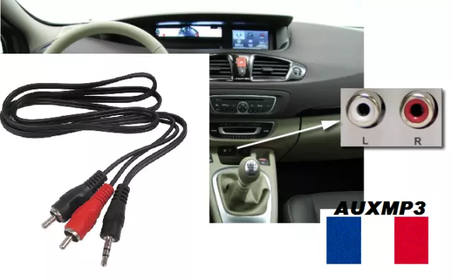 Cable auxiliaire RCA ipod iphone mp3 musique Renault clio 3 scenic 3 laguna 3