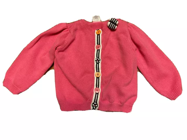 Gymboree Sweater Girls Pink 12-18 Month Cardigan Black White Stripe Button Front