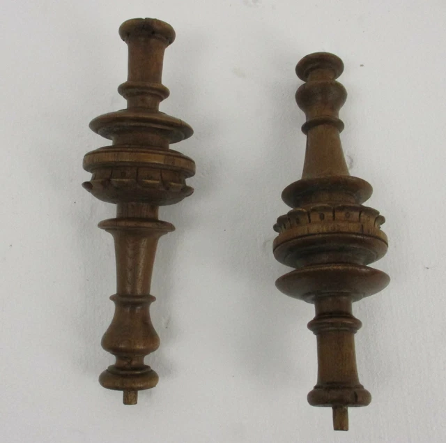 2 Large Reclaimed Carved Wood Large Spindles Balusters Trim Posts Pillar Salvage 2