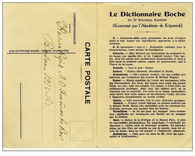 CPA Le dictionary Boche Dr Kolossal Kandide War 1914-18 (15610)