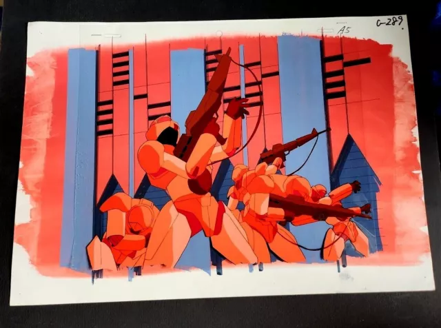 Orig Japanese Anime Cel + PNT BKGRD ROBOT WARRIORS UNKNOWN SHOW #59 RAY ROHR Art