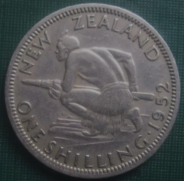 NEW ZEALAND 1952 One Shilling Māori Warrior Coin LOW SHIP